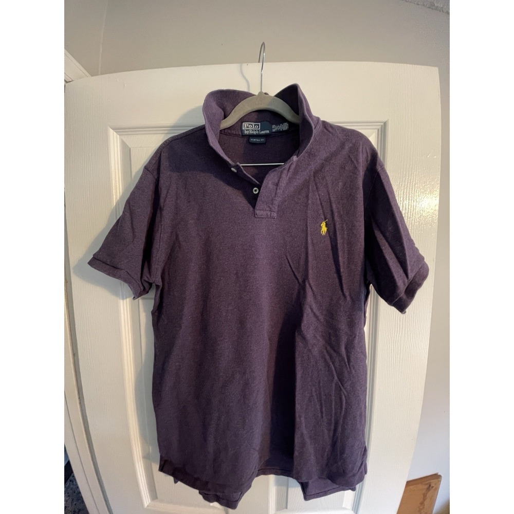Polo Ralph Lauren Mens XL Custom Fit Purple Short Sleeve Cotton Polo Shirt